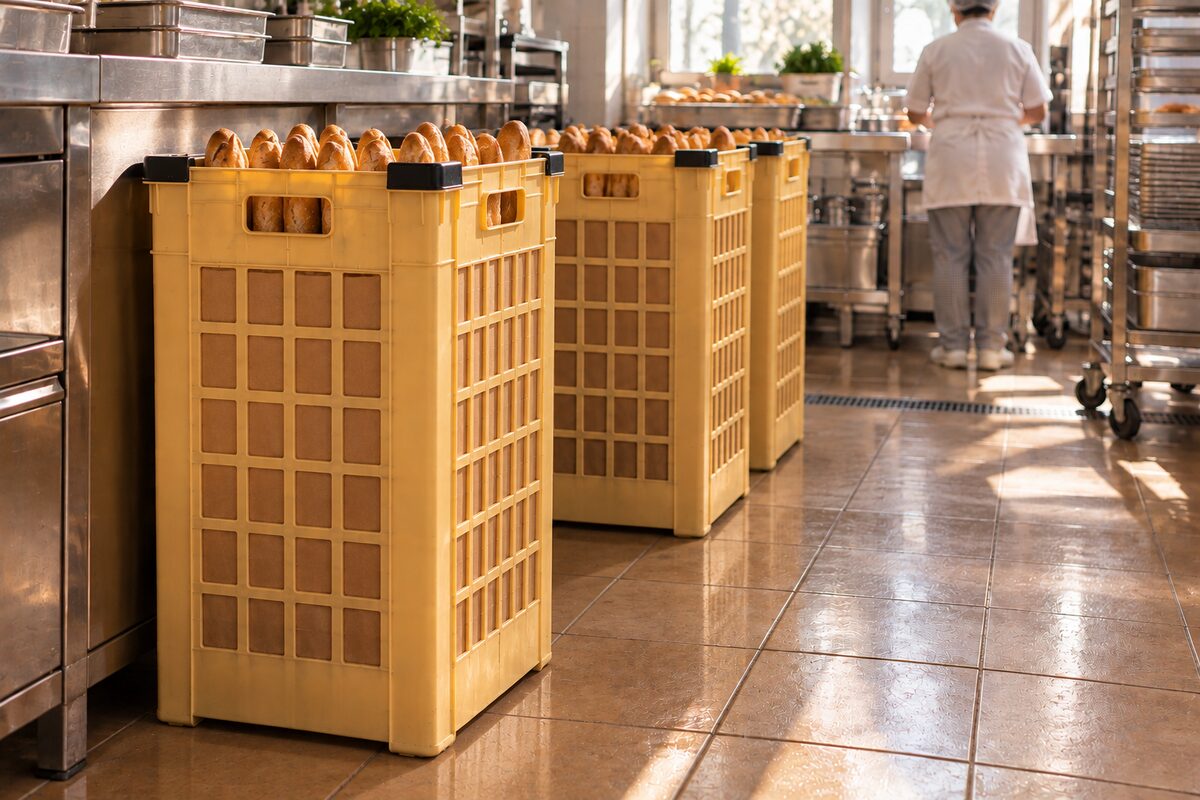 Des mannes housées alignées en cuisine de collectivité